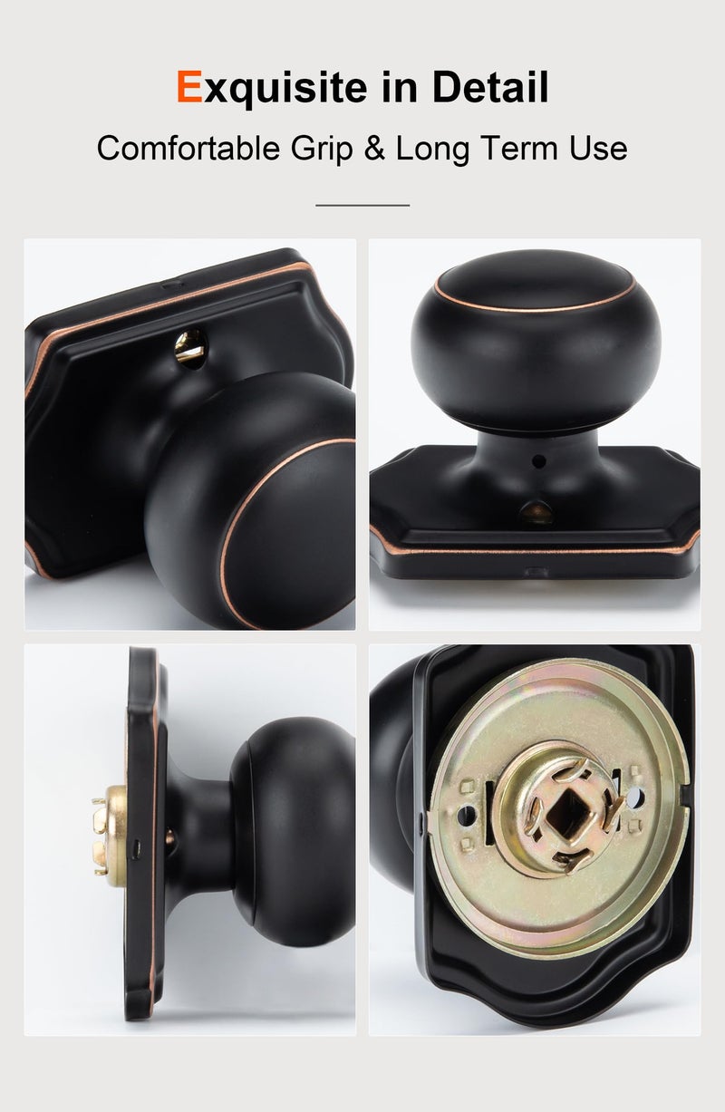 Haidms Oil Rubbed Bronze Dummy Door Knobs Interior, Dummy Interior Door knobs, Bronze Indoor Dummy Doorknobs for Closet or Hall (2 Pack) - Image 4